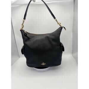 Coach Pennie Convertible Shoulder Bag in Black Refined Pebbled Leather